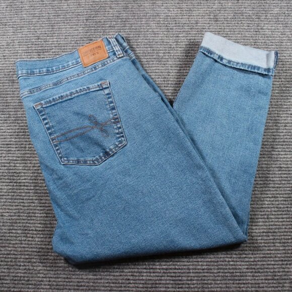 Denizen from Levi’s Jeans Womens 16 W33 L25 Blue Boyfriend Distressed Cuffed - Picture 1 of 12